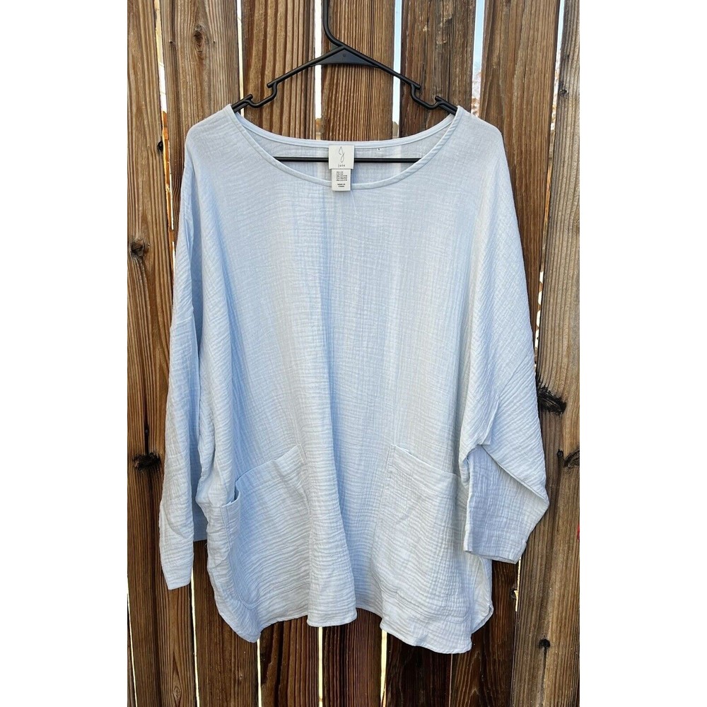 Joie gauzy cotton Light Blue short sleeve summer beachy top cool breezy Sz 2X